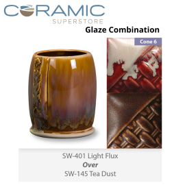 Light Flux SW401over Tea Dust SW145 Stoneware Glaze Combination Light Flux SW401over Tea Dust SW145 Stoneware Glaze Combination